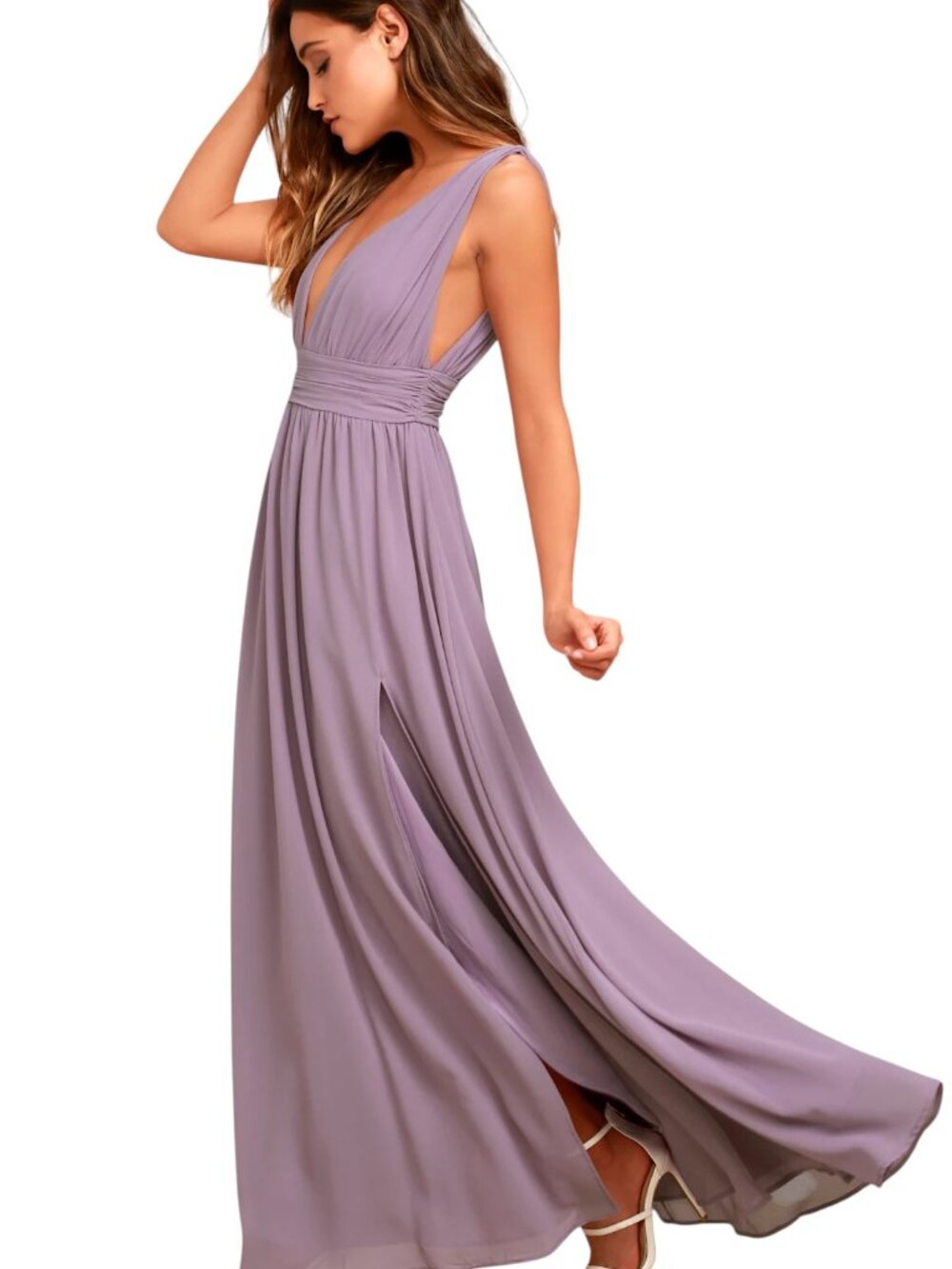 Lulus Low Cut Light Purple Formal Maxi Dress Size XS NWT Wedding Guest Prom